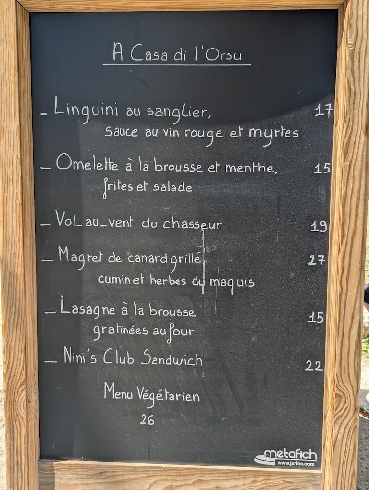 À Casa di l'Orsu - Menu Image 2